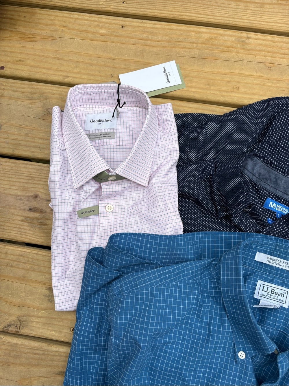 Men’s Large Dress Shirt Lot of 4 L.L.Bean Goodfellow Michael Brandon NWT - Picture 2 of 4